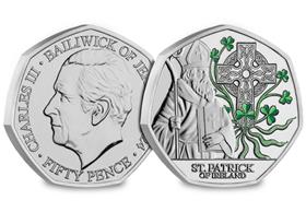 St. Patrick of Ireland Colour BU 50p Coin