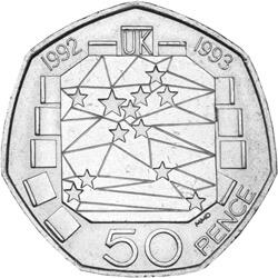 UK EC Presidency 50p Pre-1997 Coin - Mintage: 109,000