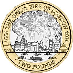 2016 Great Fire Of London 2 Coin Mintage 1625000