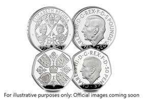 UK 2022 Her Majesty QEII 50p and £5 BU Pair