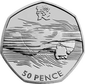 UK 2011 Olympics Aquatics 50p