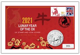 UK 2021 Lunar Year of the Ox BU £5 Coin Cover