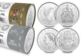 2021 Canada Coat of Arms 50c Wrap Roll Pair