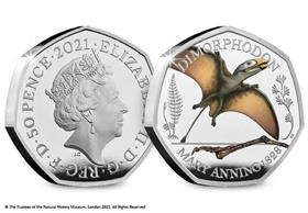 UK 2021 Dimorphodon Colour Silver 50p