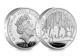 UK 2022 Queens Reign: Commonwealth Silver Piedfort £5