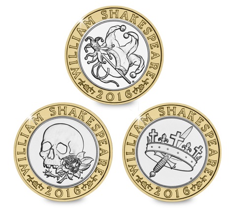 Three coins will be issued in 2016 to commemorate William Shakespeare