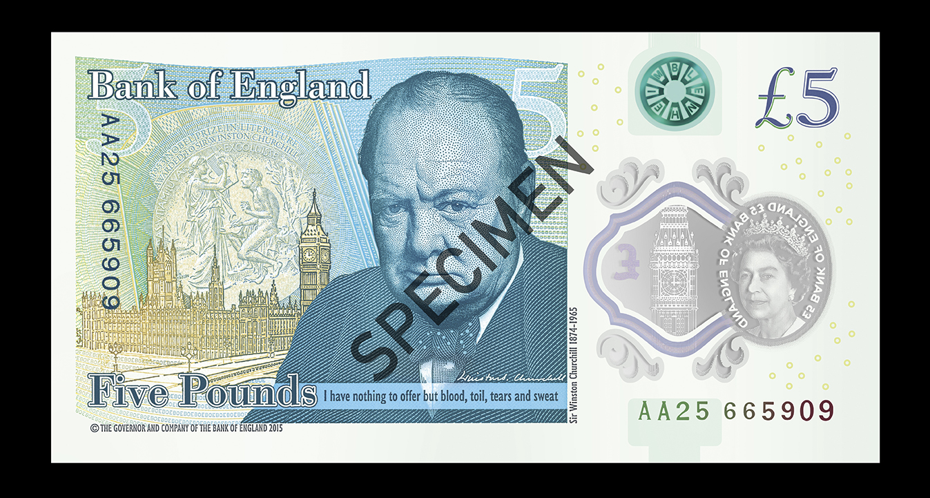 The New Sir Winston Churchill Polymer £5 Note
