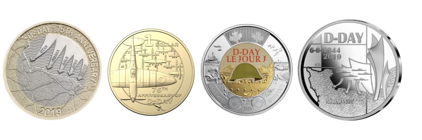 Canada 2019 75th Anniversary of D-Day $2 Tonnie Coloured and Non-Colour Coin Set 