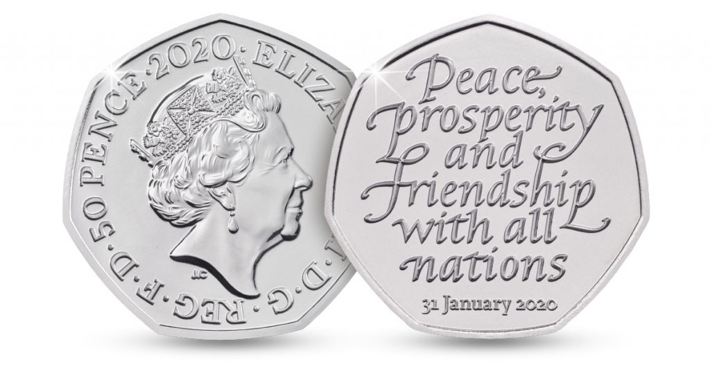 Royal Mint 1973 BUnc Coin FIFTY Pence 50p Brexit END OF AN ERA  BOX & COA 2020 