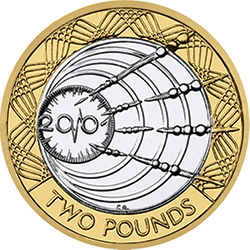 2001 Wireless Transmission £2 coin reverse design.