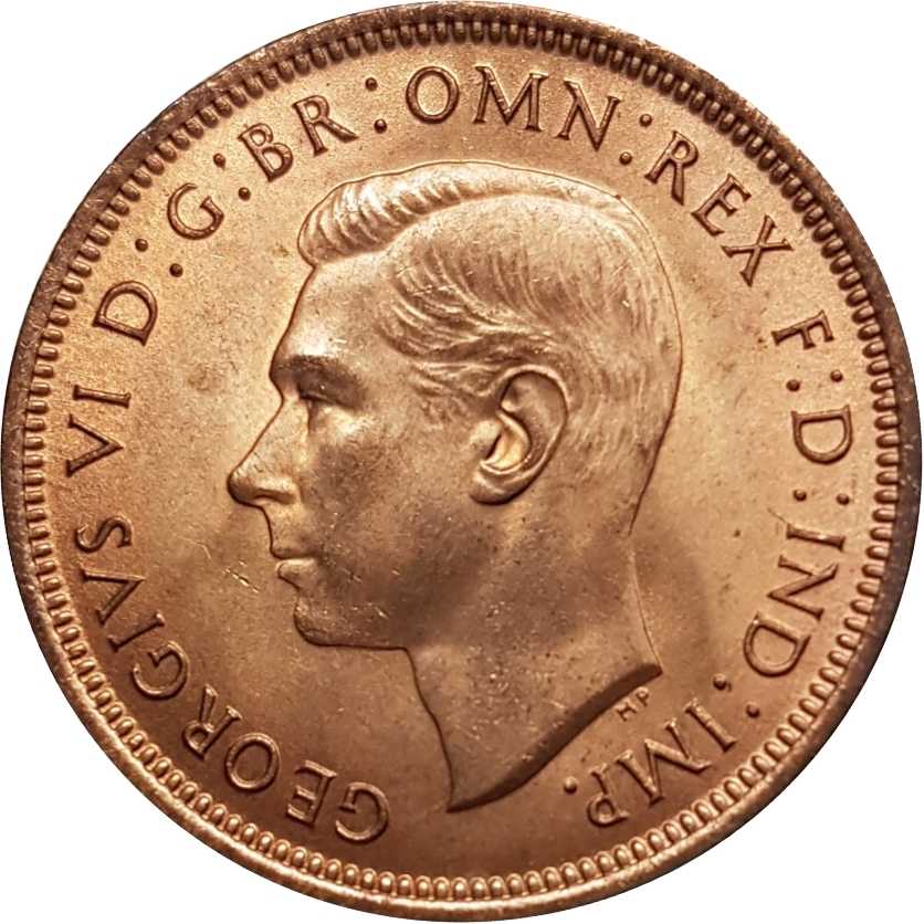 1940 1/2 Penny with King George VI obverse. Source: Numista.
