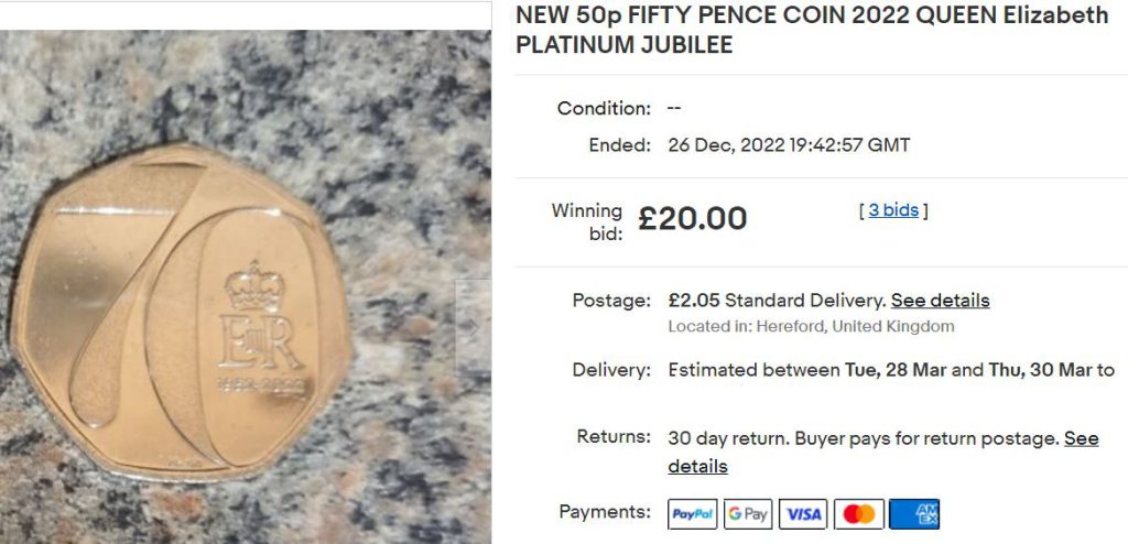 UK's FIRST Coronation 50p set to rival demand for 2022 Platinum Jubilee 50p which is currently fetching around £20 on eBay.