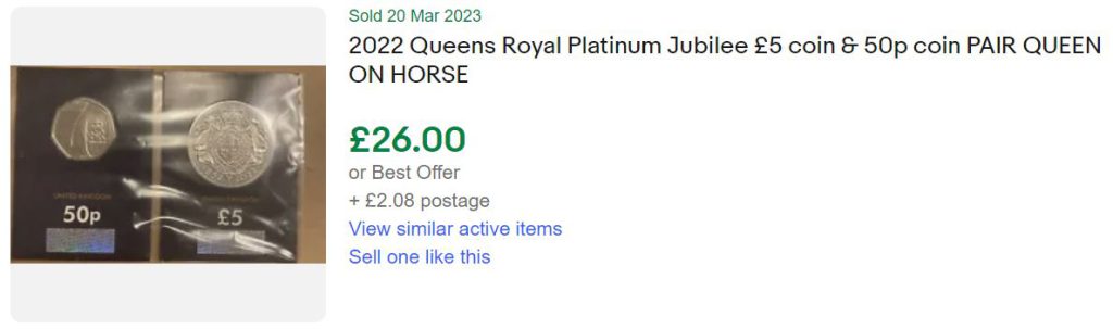 2022 Platinum Jubilee 50p and £5 selling for £26 on eBay. Could the UK's FIRST Coronation 50p rival its demand?