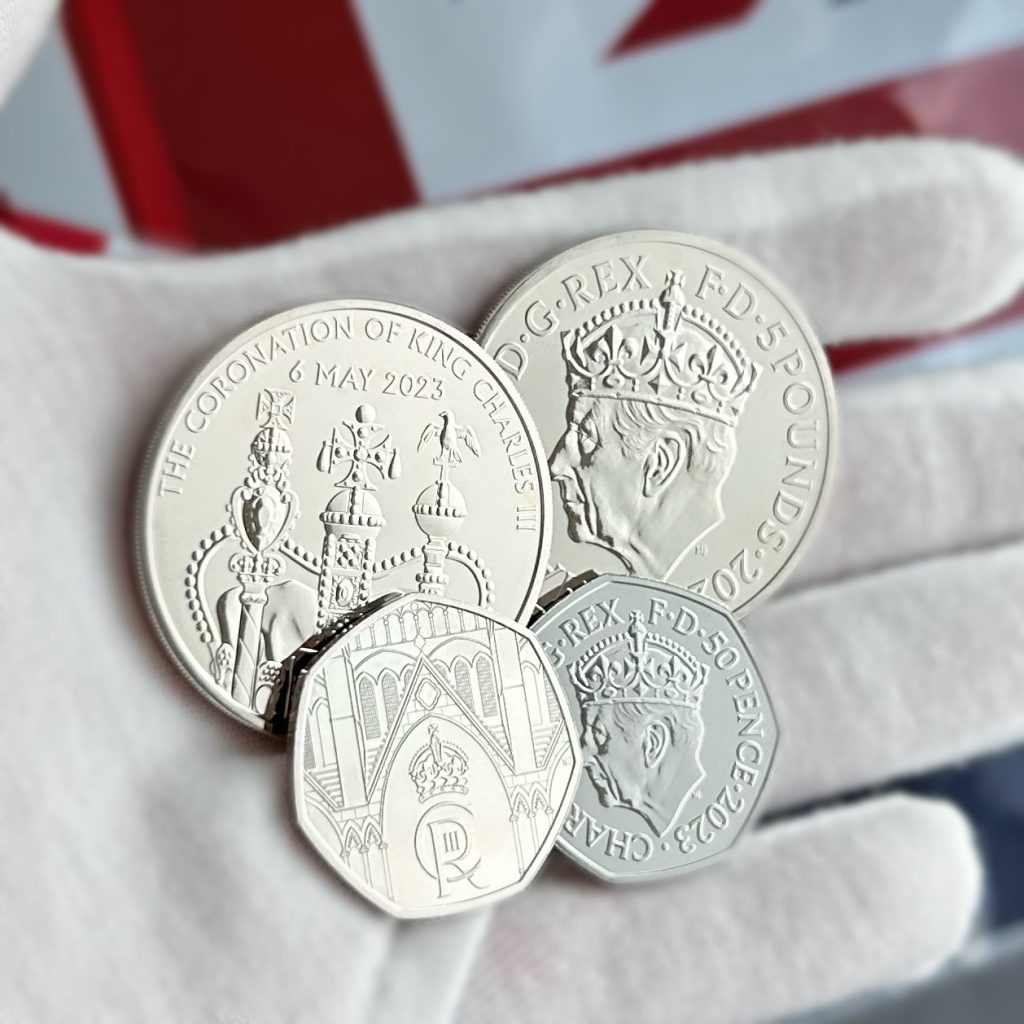 UK Coronation £5 and 50p