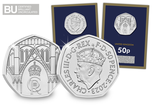 UK's FIRST Coronation 50p with limited edition gold edged cards.